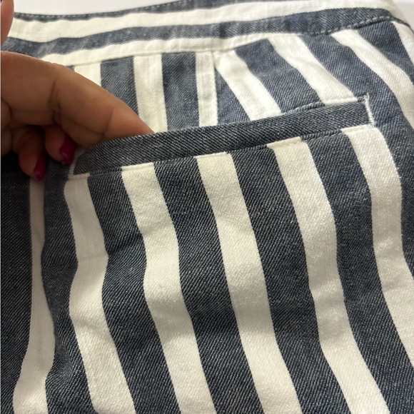 Sanctuary Striped Navy/White Soft Cotton Casual Trousers with Tie Belt. Coastal - Picture 7 of 13